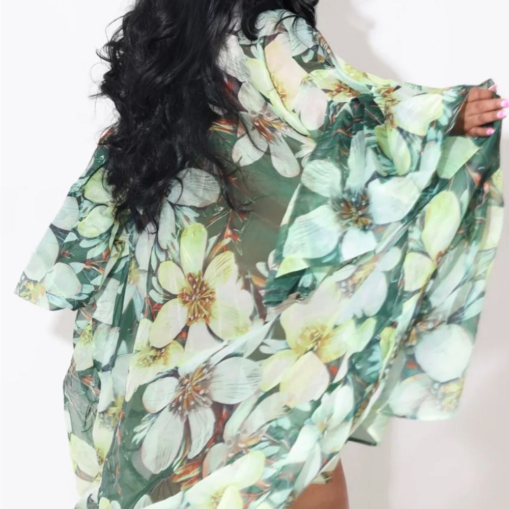 Nichole Lynel Floral Sheer Duster-Sz 3x